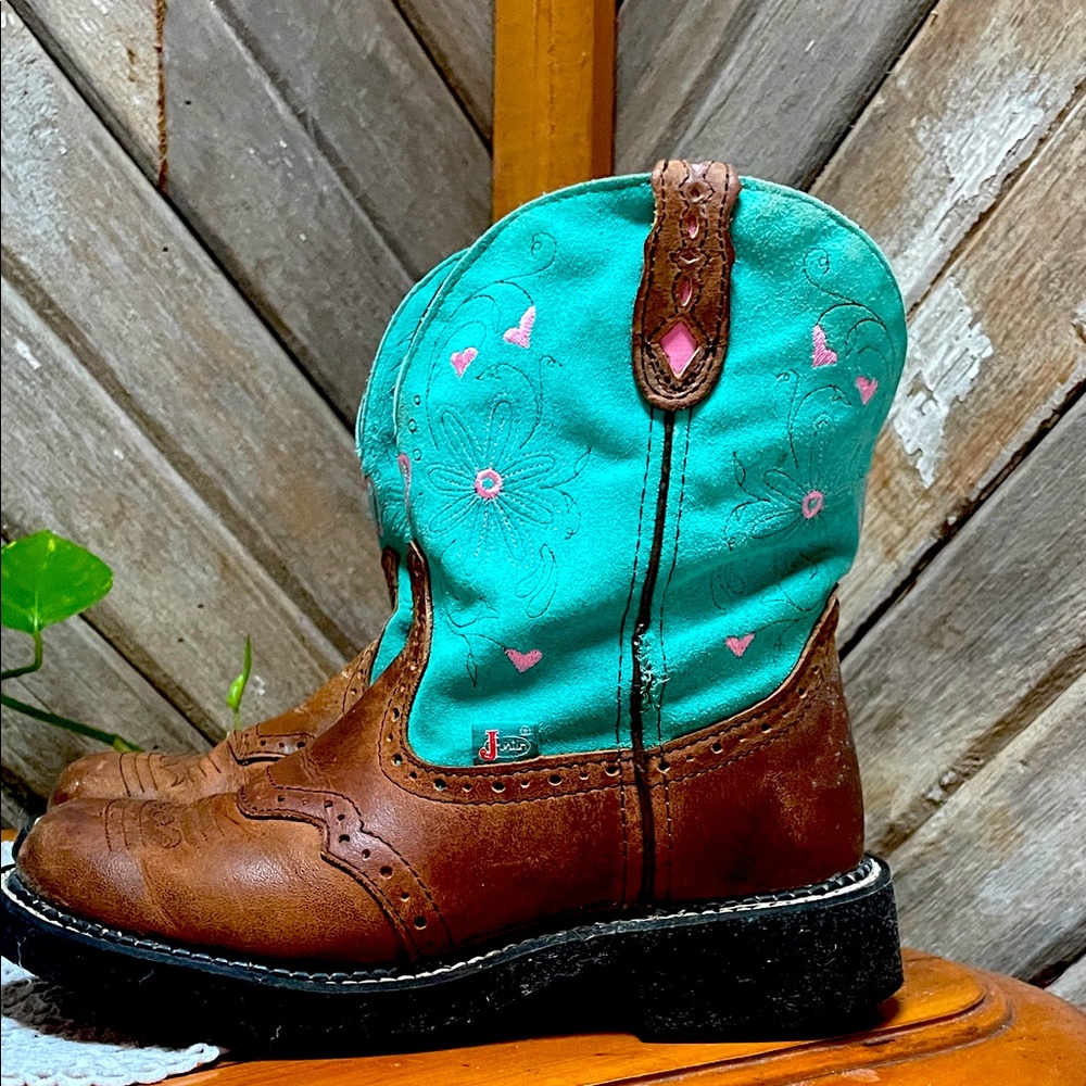 Justin Boots Brown and Teal Gypsy Boots